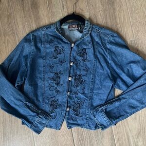 Vintage Ozark Mountain Western Embroidered Denim Top